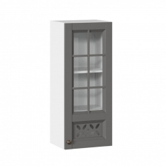 Шкаф кухонный 400 высокий со стеклом Амели-3 ЛД 299.420.000.040 Белый Оникс серый